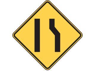 Sign: Reduction of Lanes.